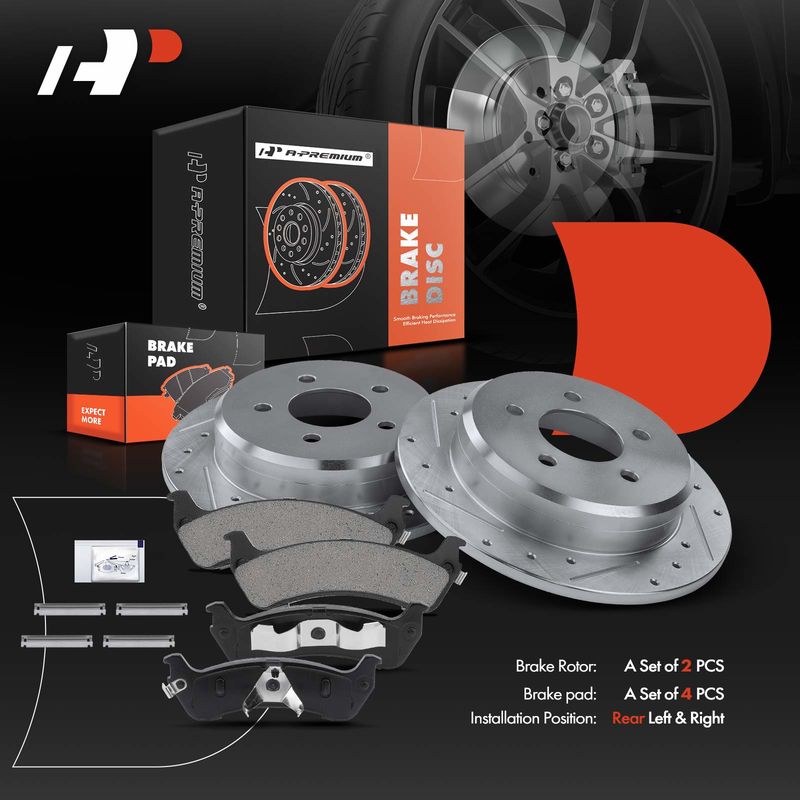 Rear Drilled Rotors & Ceramic Brake Pads for Ford Explorer Ranger