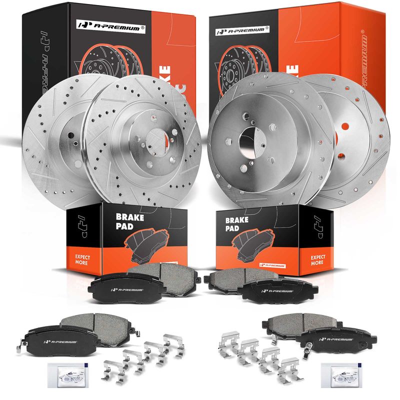 Front & Rear Drilled Rotors & Ceramic Brake Pads for Subaru Legacy 06-09 Outback