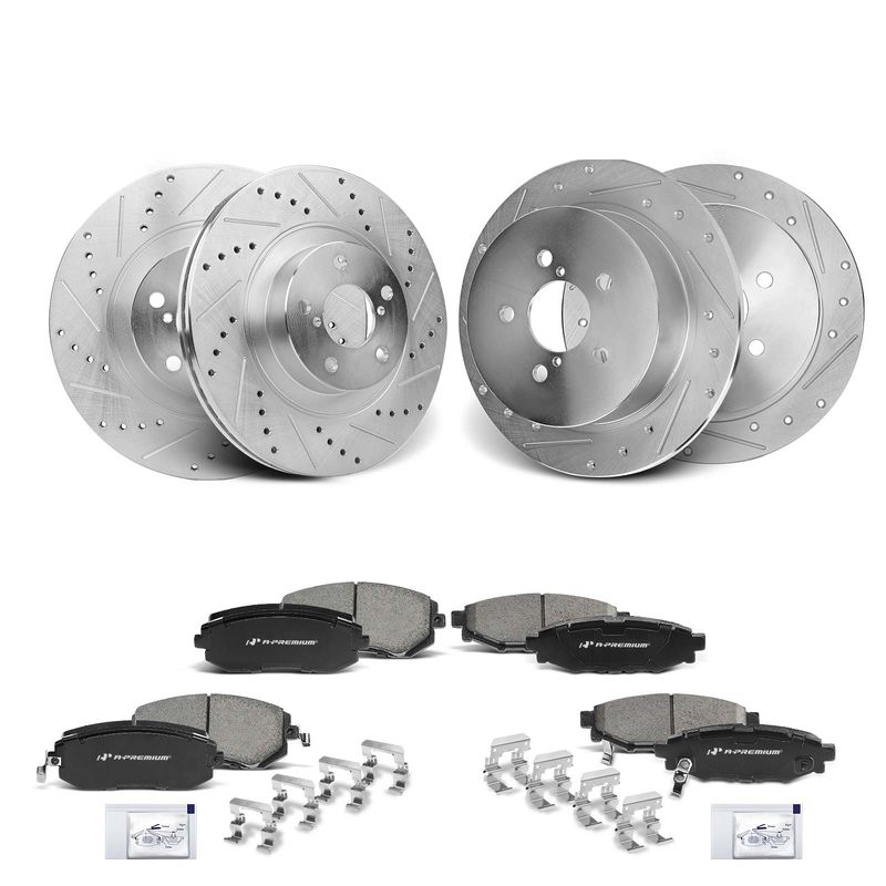 Front & Rear Drilled Rotors & Ceramic Brake Pads for Subaru Legacy 06-09 Outback