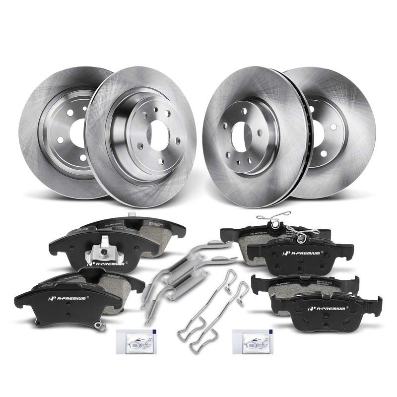 Front & Rear Disc Brake Rotors & Ceramic Brake Pads for Ford Fusion 13-19 Lincoln
