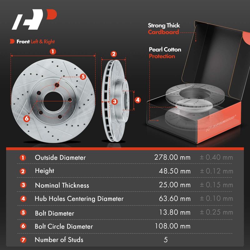 Front & Rear Drilled Rotors & Ceramic Brake Pads for Ford Focus 2012-2018