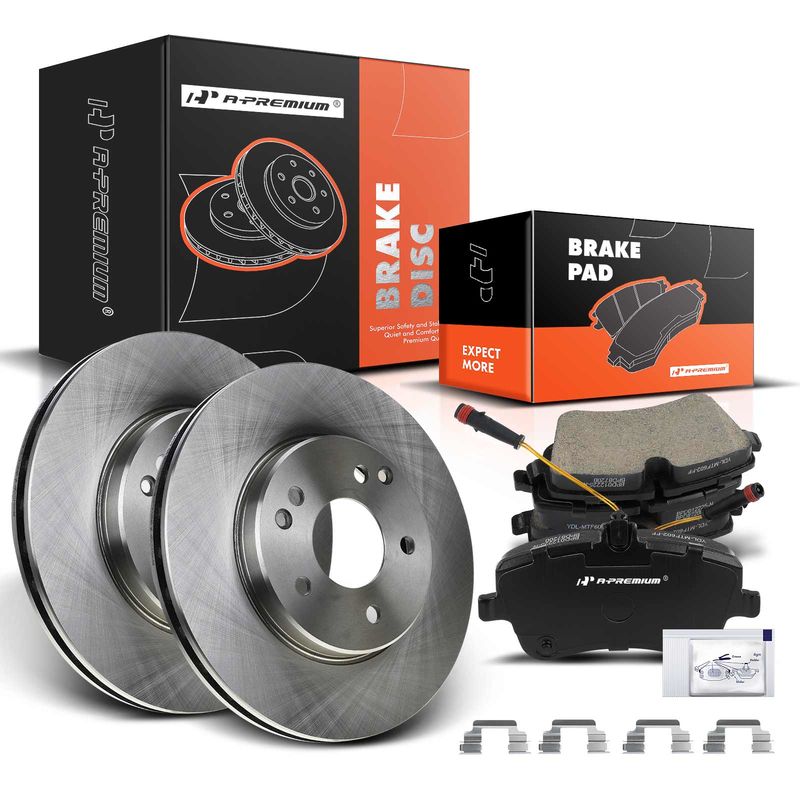 Front Disc Brake Rotors & Ceramic Brake Pads for Mercedes-Benz W203 C230 02-05