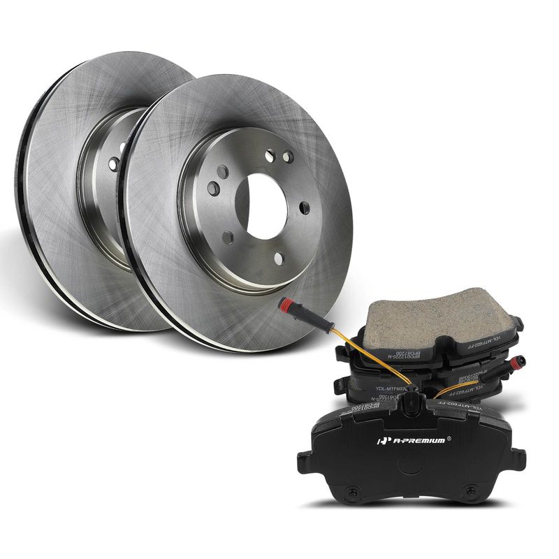 Front Disc Brake Rotors & Ceramic Brake Pads for Mercedes-Benz W203 C230 02-05