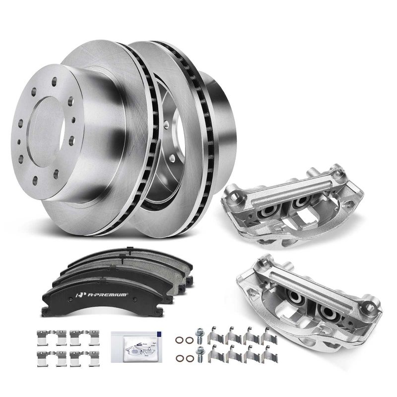 8x Rear Disc Brake Rotor & Pads + Brake Caliper for Chevy Silverado 2500 HD GMC
