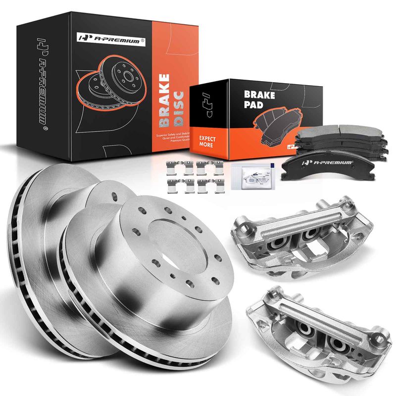 8x Rear Disc Brake Rotor & Pads + Brake Caliper for Chevy Silverado 2500 HD GMC