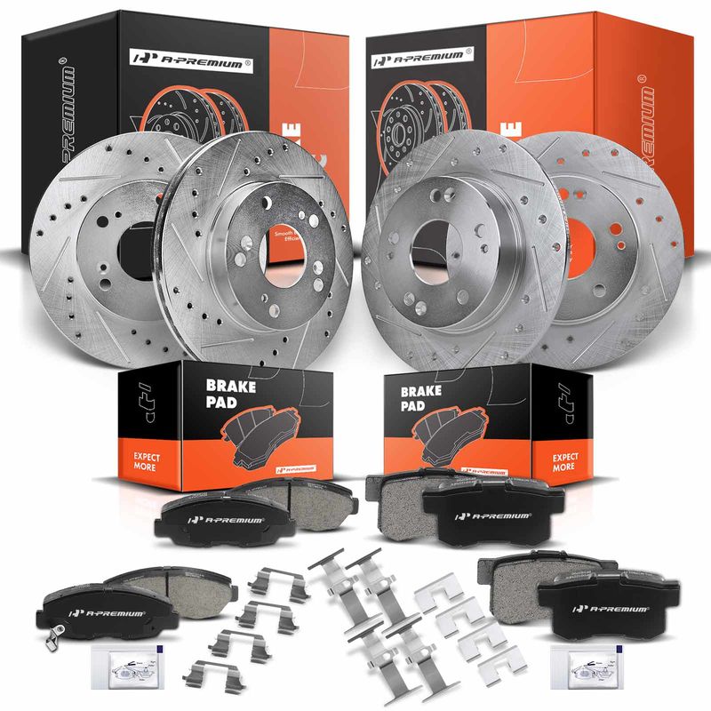Front & Rear Drilled Rotors & Ceramic Brake Pads for Honda Civic 2006-2011