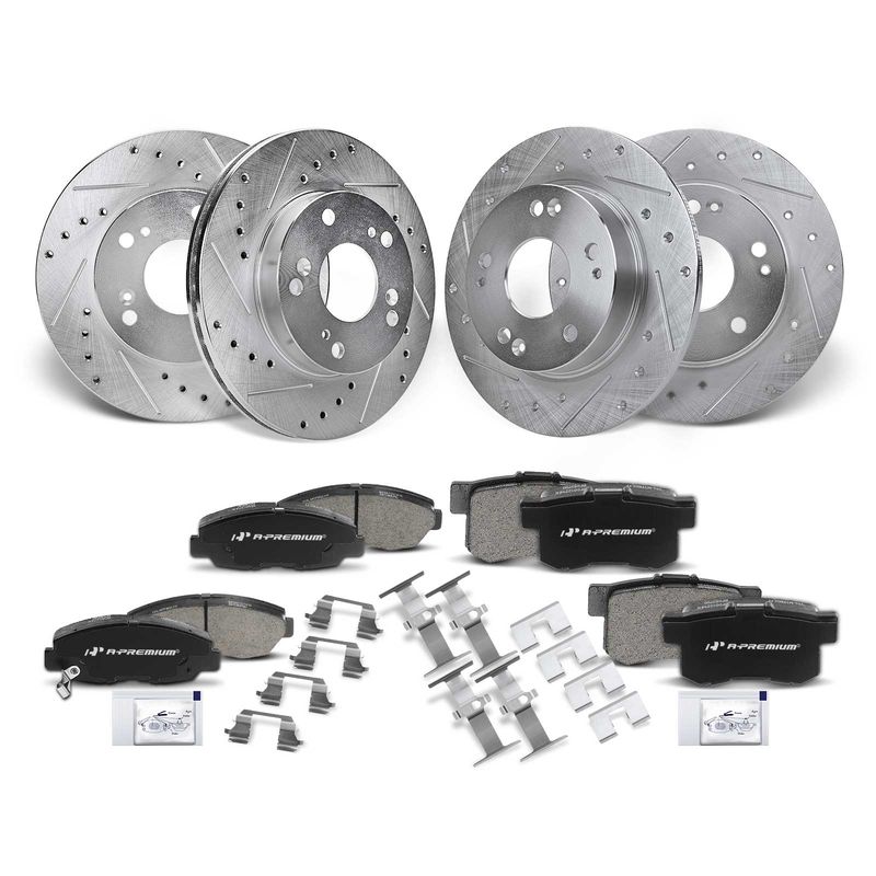 Front & Rear Drilled Rotors & Ceramic Brake Pads for Honda Civic 2006-2011