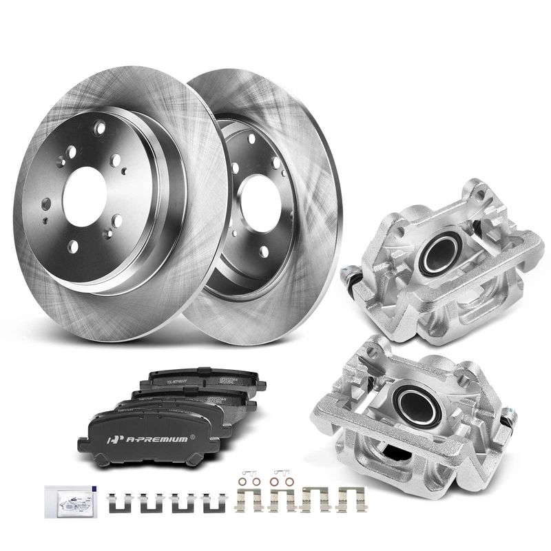 8x Rear Brake Rotors & Ceramic Brake Pads + Brake Caliper for Acura MDX 07-13