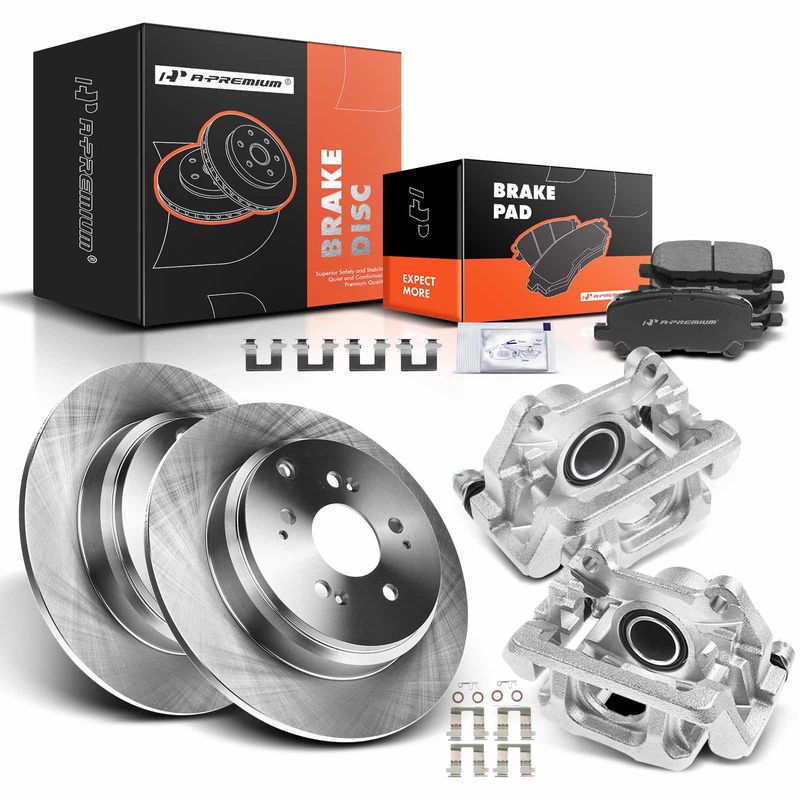 8x Rear Brake Rotors & Ceramic Brake Pads + Brake Caliper for Acura MDX 07-13