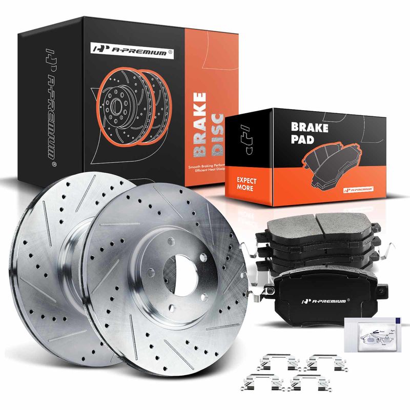 Front Drilled Rotors & Ceramic Brake Pads for Infiniti FX35 FX45 Nissan Murano