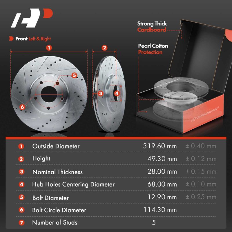Front Drilled Rotors & Ceramic Brake Pads for Infiniti FX35 FX45 Nissan Murano