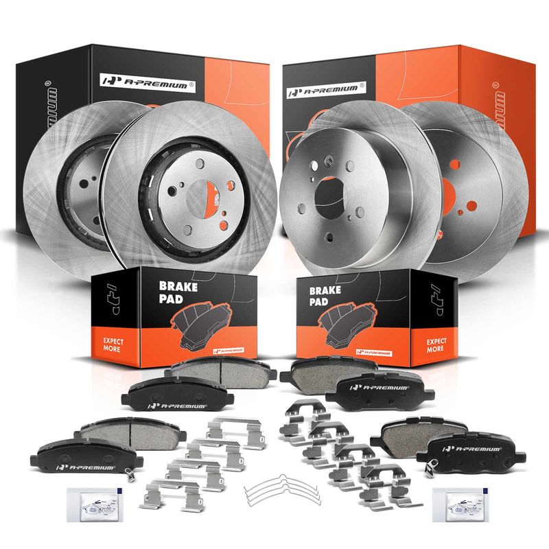 Front & Rear Disc Brake Rotors & Ceramic Brake Pads for Toyota Venza 2.7L 3.5L