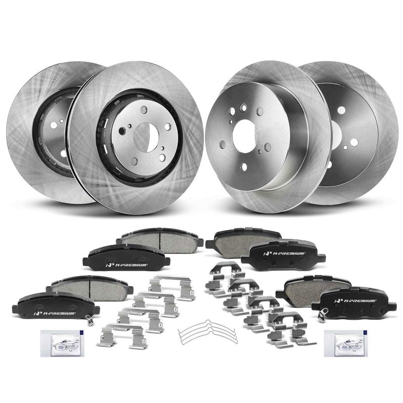 Front & Rear Disc Brake Rotors & Ceramic Brake Pads for Toyota Venza 2.7L 3.5L