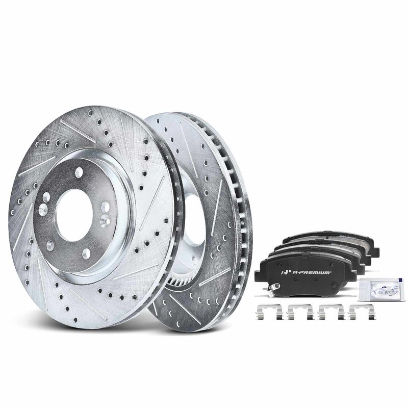 Front Drilled Rotors & Ceramic Brake Pads for Hyundai Sonata 11-15 Kia Optima