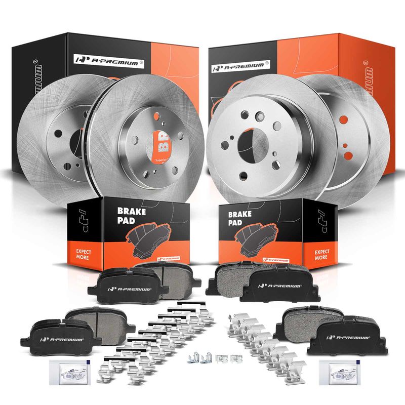 Front & Rear Disc Brake Rotors & Ceramic Brake Pads for Lexus ES300 Toyota Camry
