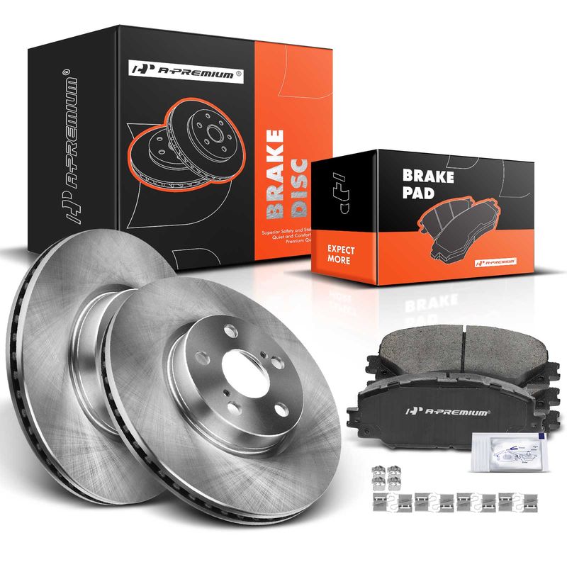 Front Disc Brake Rotors & Ceramic Brake Pads for Pontiac Vibe Toyota Corolla
