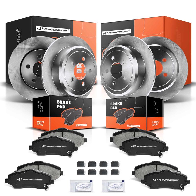 Front & Rear Disc Brake Rotors & Ceramic Brake Pads for Dodge Nitro 07-11 Jeep