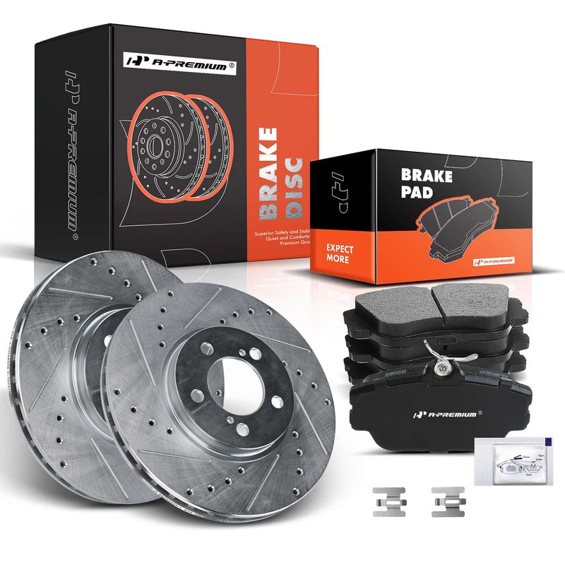 Front Drilled Rotors & Ceramic Brake Pads for Ford Taurus Lincoln Mercury Cougar