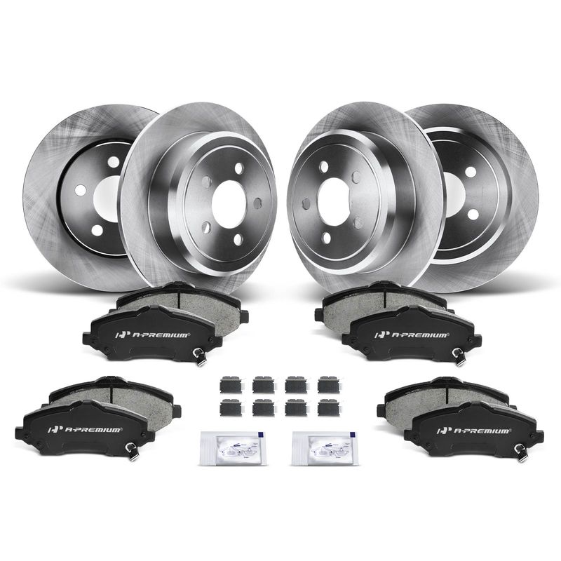 Front & Rear Disc Brake Rotors & Ceramic Brake Pads for Dodge Nitro 07-11 Jeep