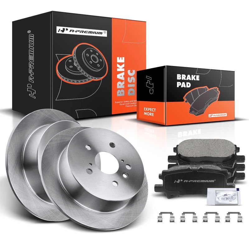 Rear Disc Brake Rotors & Ceramic Brake Pads for Toyota Sienna 2004-2010