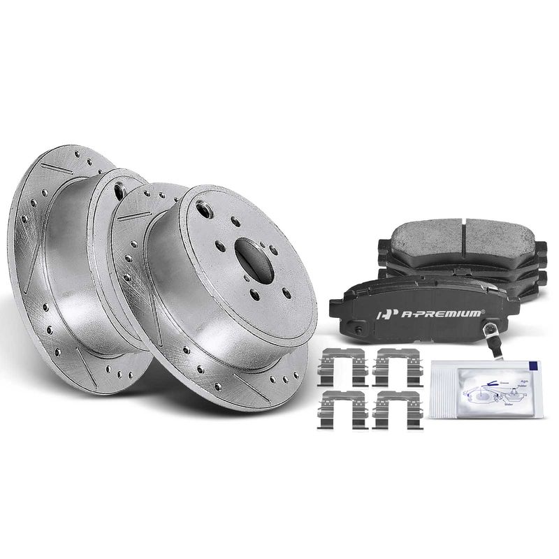 Rear Drilled Rotors & Ceramic Brake Pads for Subaru Outback 10-14 Legacy Scion