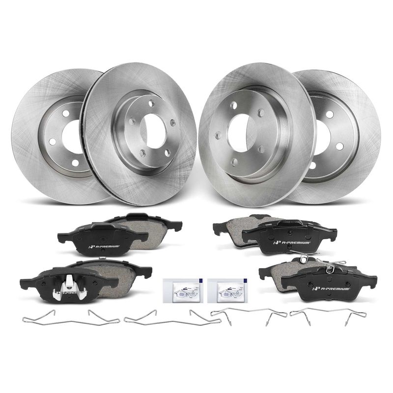 Front & Rear Disc Brake Rotors & Ceramic Brake Pads for Mazda 3 05-13 2.3L 2.5L