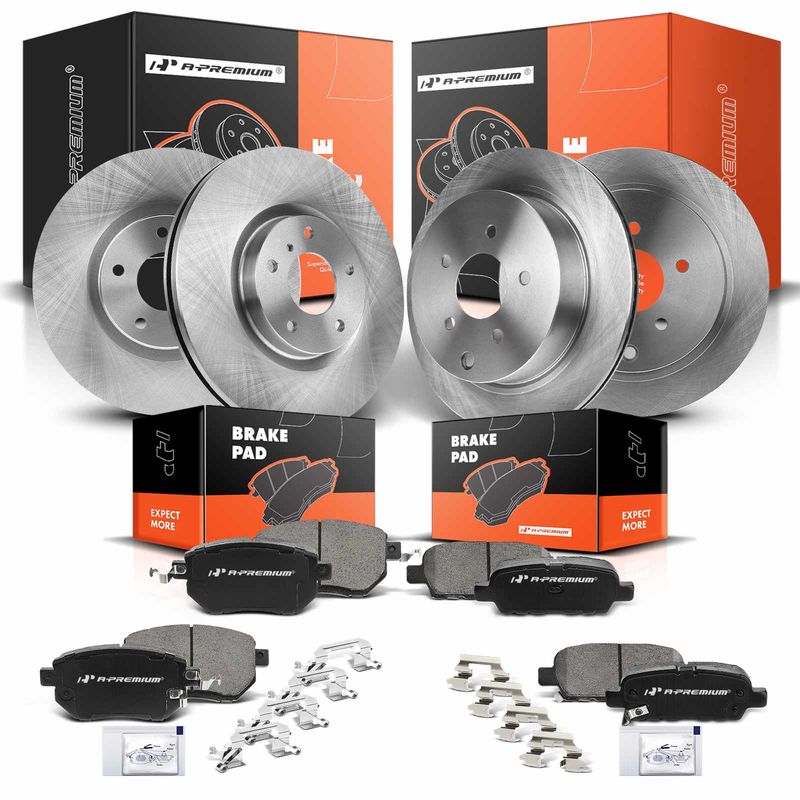 Front & Rear Disc Brake Rotors & Ceramic Brake Pads for Nissan Murano 05-07 12