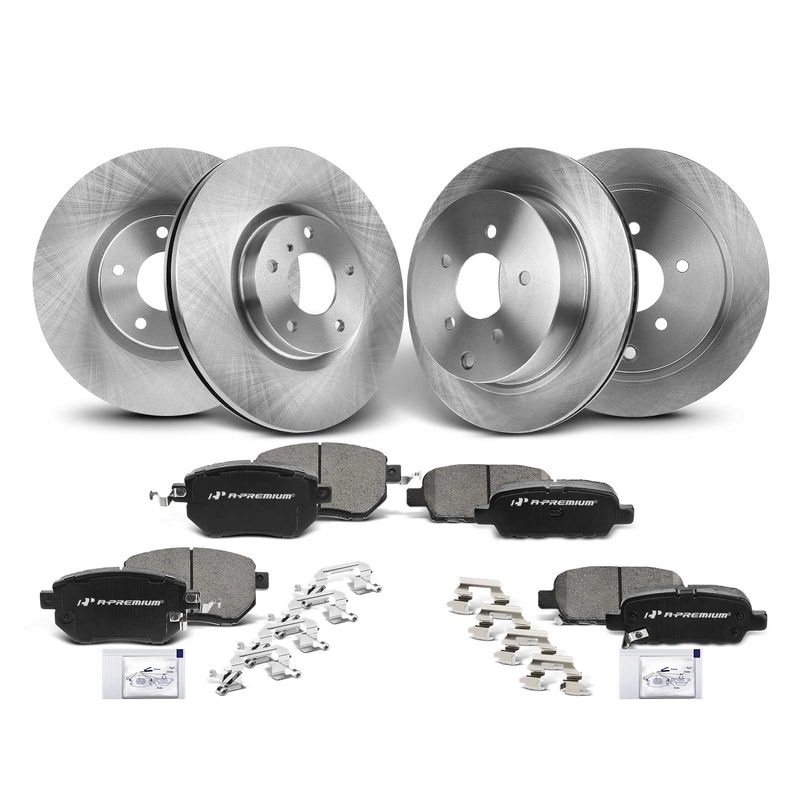 Front & Rear Disc Brake Rotors & Ceramic Brake Pads for Nissan Murano 05-07 12