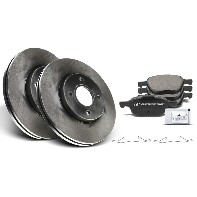 Front Disc Brake Rotors & Ceramic Brake Pads for Ford Focus 2005-2007