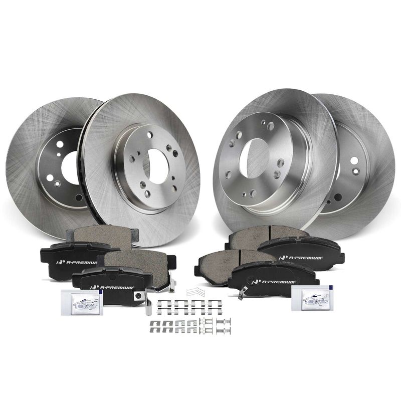 Front & Rear Disc Brake Rotors & Ceramic Brake Pads for Honda Accord 03-07 2.4L