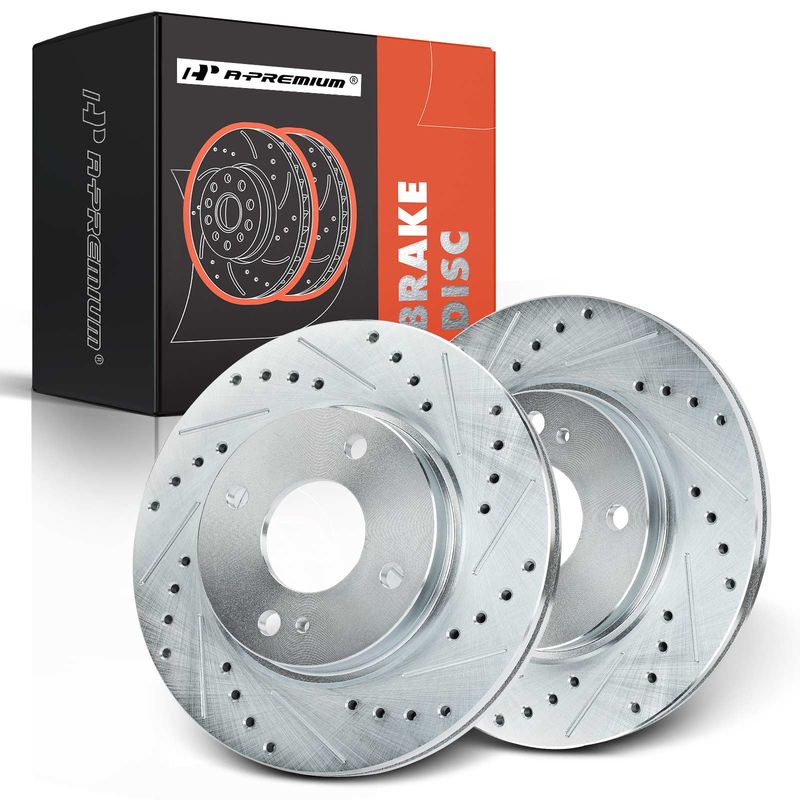 Front Drilled Brake Rotors for Ford Fiesta 2011-2019 L4 1.6L