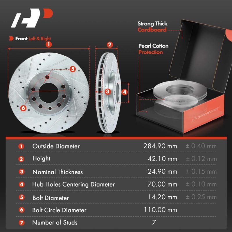 Front Drilled Rotors & Ceramic Brake Pads for Saab 9-3 2003-2010 2.0L