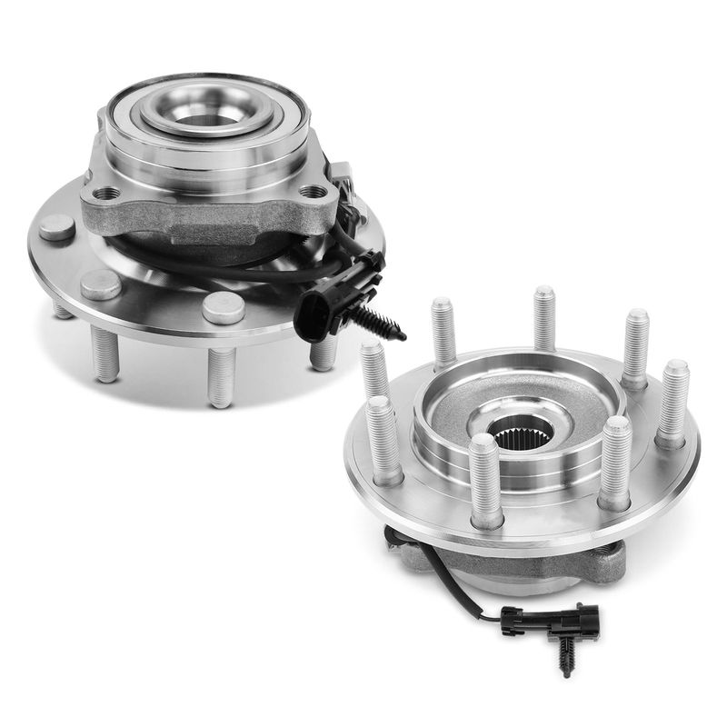 2x Front Wheel Bearing & Hub Assembly with ABS Sensor for Chevy Silverado 3500 GMC RWD