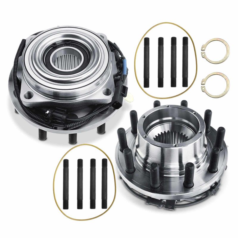 2x Front Wheel Bearing & Hub Assembly with ABS Sensor for Ford F-450 550 Super Duty 4WD