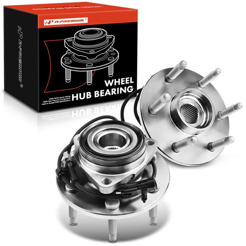 2x Front Wheel Bearing & Hub Assembly with ABS Sensor for Chevy Silverado 1500 GMC Sierra