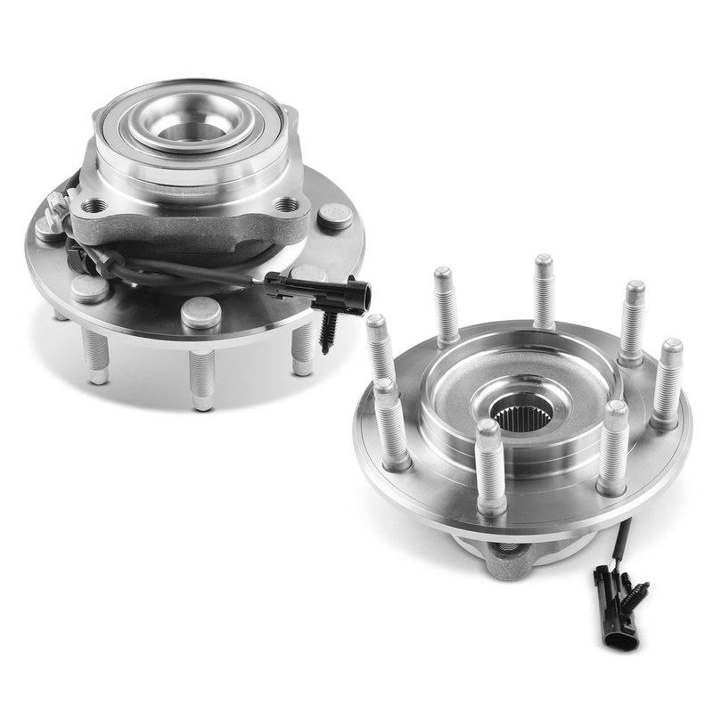 2x Front Wheel Bearing & Hub Assembly with ABS Sensor for Chevy Silverado 3500 Sierra 4WD