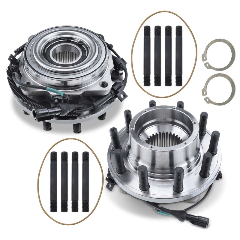 2x Front Wheel Bearing & Hub Assembly with ABS Sensor for Ford F-450 Super Duty 2005-2010