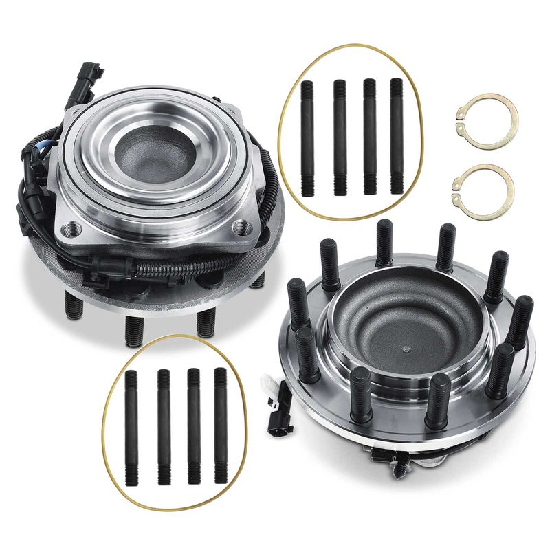 2x Front Wheel Bearing & Hub Assembly with ABS Sensor for Ford F-450 550 Super Duty 2WD