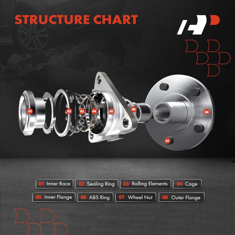 Rear Left or Right Wheel Hub Bearing Assembly for Hyundai Elantra 2017-2020