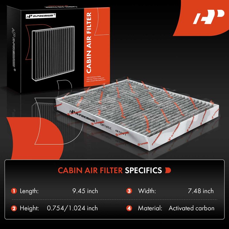 2x Activated Carbon Cabin Air Filters for Ford Fiesta 11-19 EcoSport 18-22