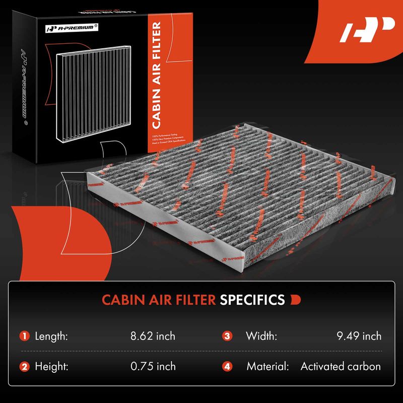 Activated Carbon Cabin Air Filter for Jeep Cherokee 14-18 Chrysler 200 15-17