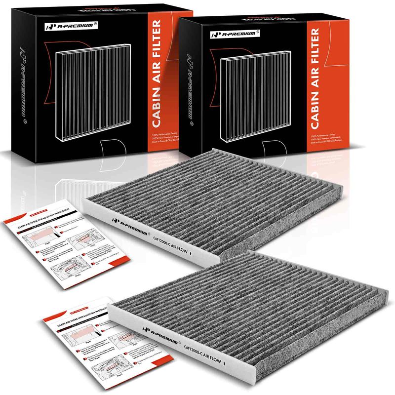 2x Activated Carbon Cabin Air Filters for Jeep Cherokee 14-18 Chrysler 200 15-17