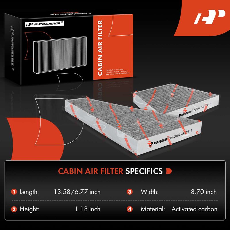 2x Activated Carbon Cabin Air Filter for Bentley Continental Volkswagen Phaeton
