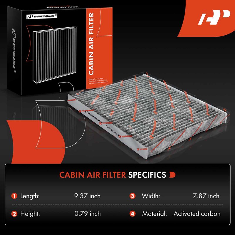 Activated Carbon Cabin Air Filter for Jeep Wrangler 18-23 Gladiator 20-22