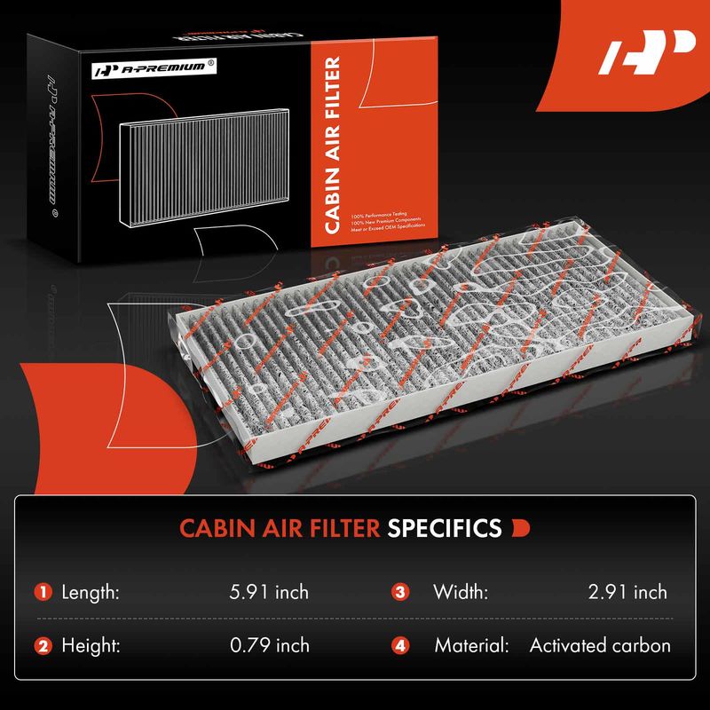 2x Activated Carbon Cabin Air Filter for Jeep Wrangler 2011-2017 Wrangler JK 2018