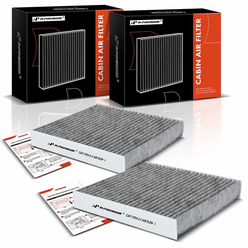 2x Activated Carbon Cabin Air Filter for Fiat 500 2012-2019 Center Console