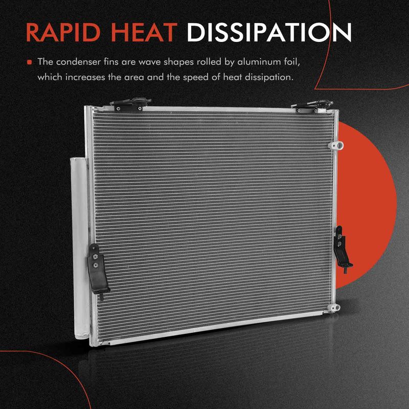 A/C Condenser with Receiver Drier for Toyota Tundra 2019 V8 4.6L V8 5.7L