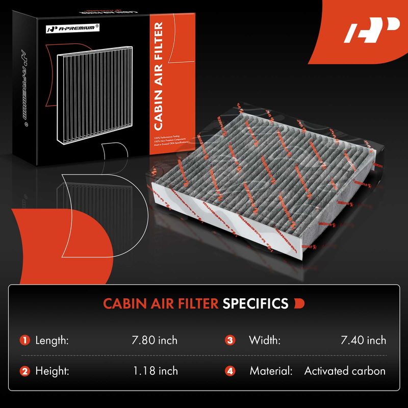Activated Carbon Cabin Air Filter for Fiat 500 2012-2019 Center Console