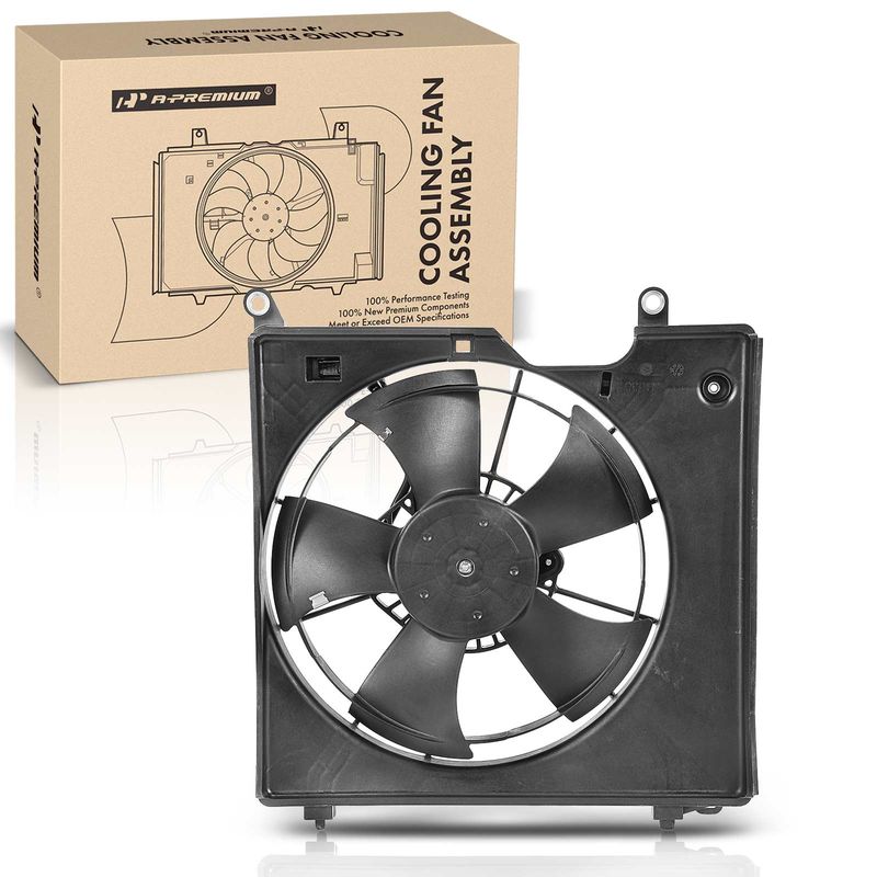 Left A/C Condenser Cooling Fan Assembly with Shroud for Acura ILX 16-21 L4 2.4L