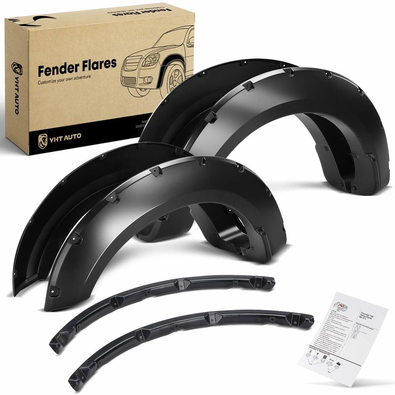 4x Front & Rear Pocket Style Fender Flare for Ford F-250 F-350 Super Duty 17-21